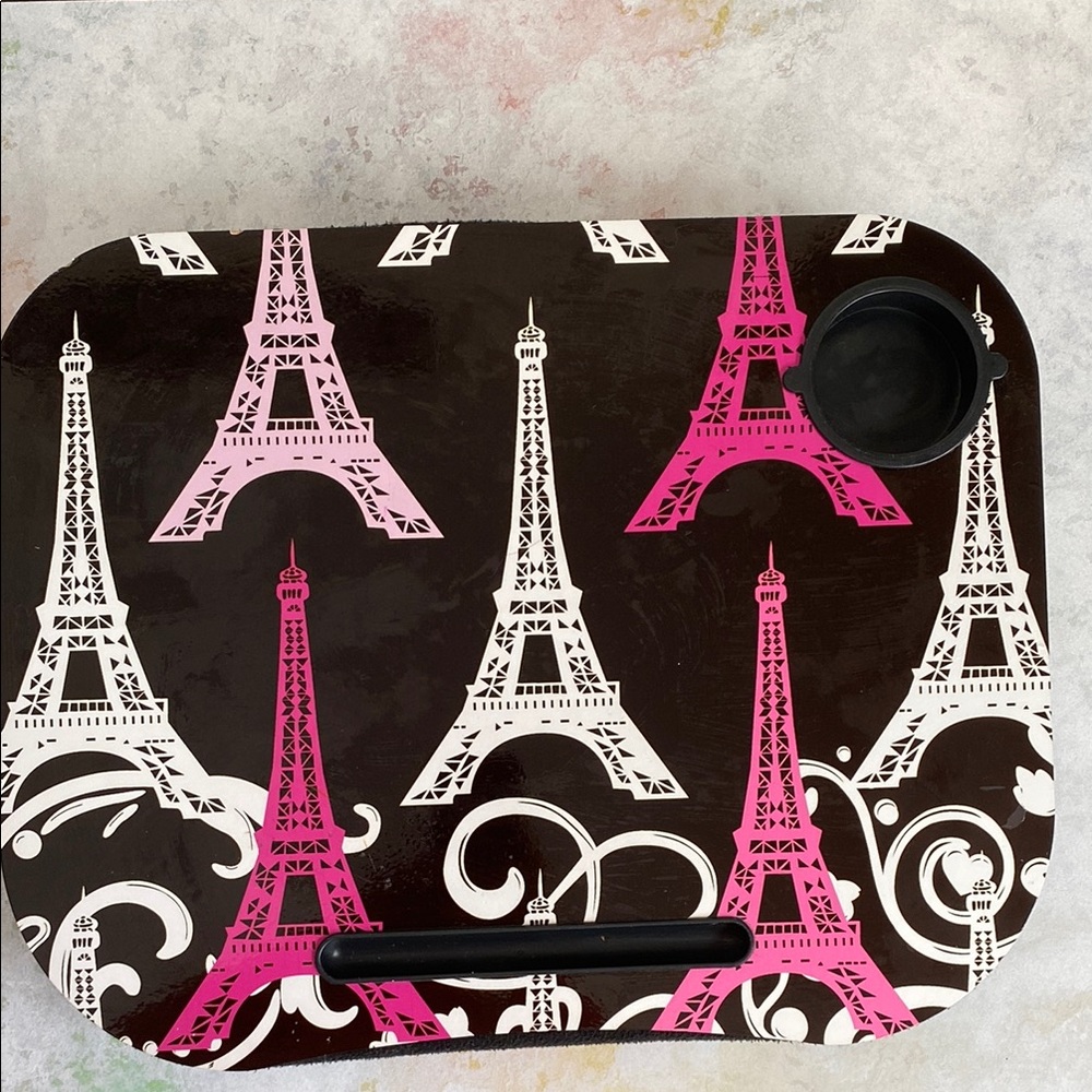 Paris Eiffel Tower laptop book Lap lounge bed Desk with Cup Holder
